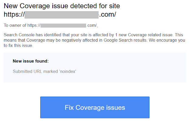 Google Search Consile Error – Submitted URL marked ‘noindex’